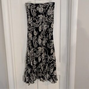 VTG Dina Bar-El Floral Silk Maxi Skirt SIZE 8 Whimsigoth Dark Romantic Floral